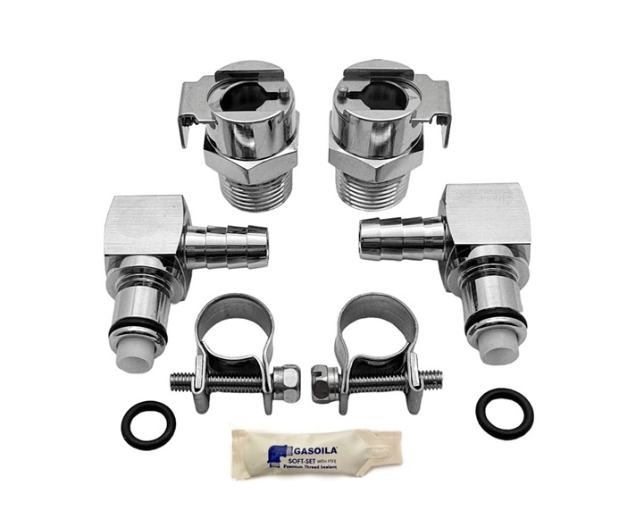 Quick-disconnect fuel pump flange set in metal
